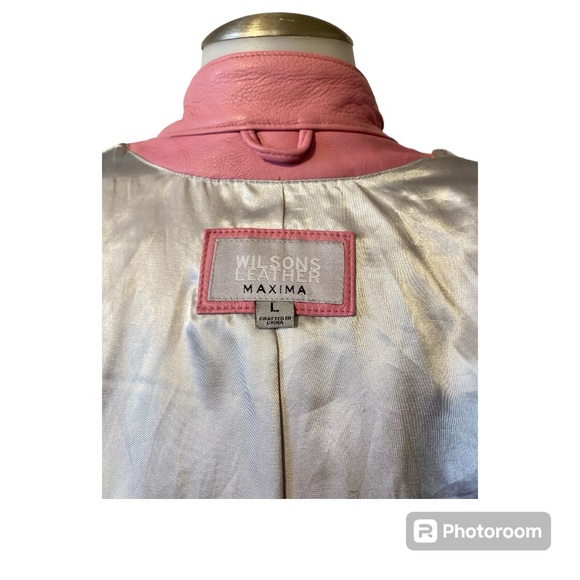 WILSONS LEATHER MAXIMA / SZ L / PINK LEATHER JACKET / EUC - Picture 9 of 10